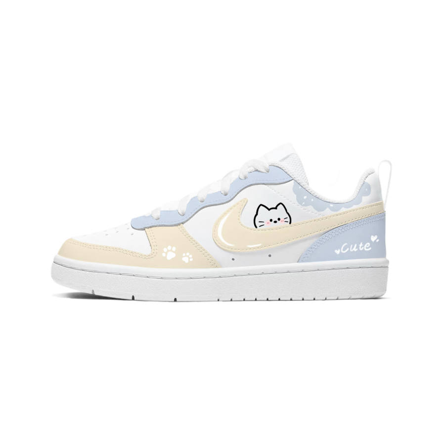 Nike Nike Court Borough Lemon Puff Meow Cloud Slip Resistant Low top Kids' Skateboarding Shoes Apricot Blue Unisex
