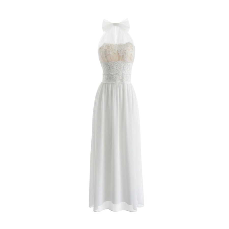 MTHE Sleeveless Dresses Women's White V Neck Moderate Long