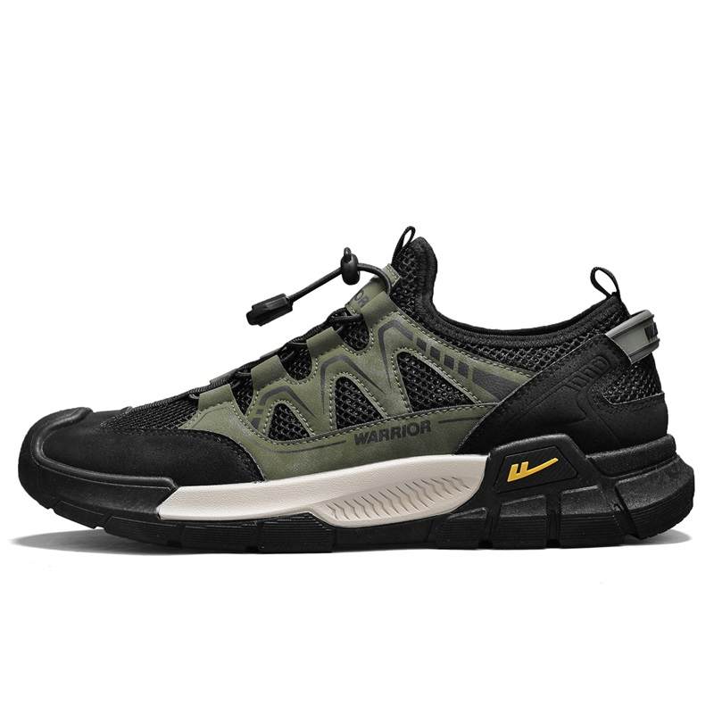 Warrior Synthetic Leather, Textile River Trekking Shoes Men's Black/Army Green