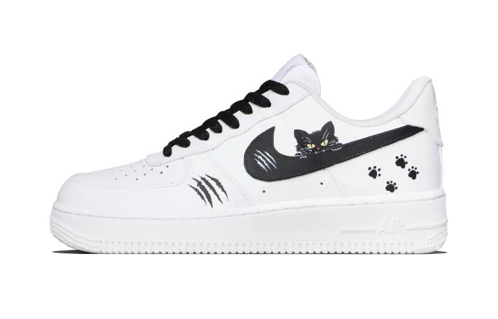 Nike Nike Air Force 1 Black Cat Cow Leather Abrasion Resistant Low top Skateboard Shoes Unisex Black