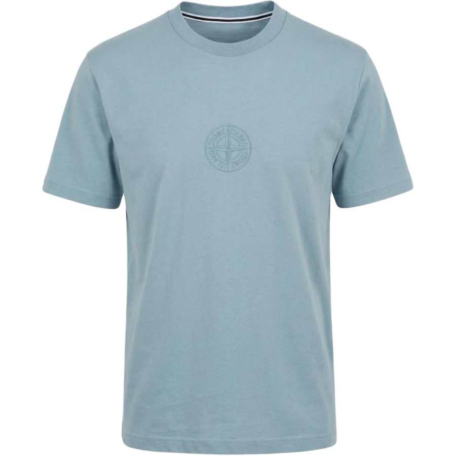 STONE ISLAND T Shirts Men's Gray Blue Crew Neck