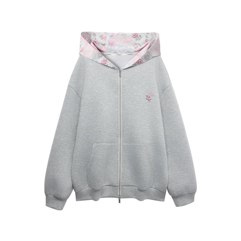 VENICEW Sweatshirts Women's Gray Hooded Non Detachable Moderate