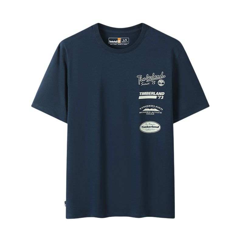 Timberland T Shirts Men's 433 Blue Crew Neck Moderate