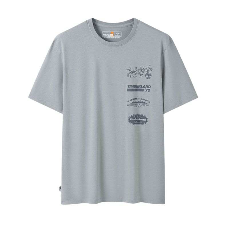 Timberland T Shirts Men's A6S Gray Blue Crew Neck Moderate