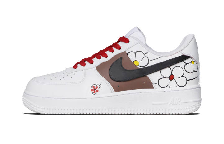 Nike Nike Air Force 1 Floral Shadow Cow Leather Abrasion Resistant Low top Skateboard Shoes Unisex Red