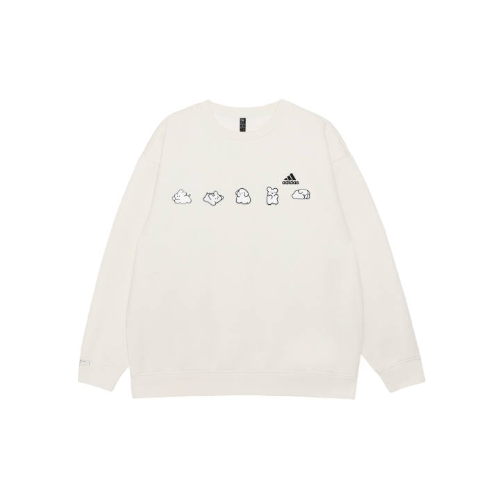 Adidas Adidas LABEL Sweatshirts Unisex White Crew Neck Moderate Regular