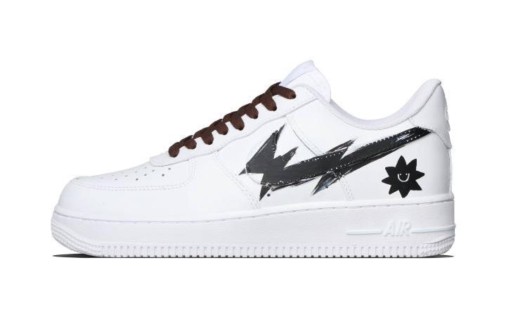 Nike Nike Air Force 1 Ink Pen Madness Flower Cow Leather Low top Skateboard Shoes Unisex Black