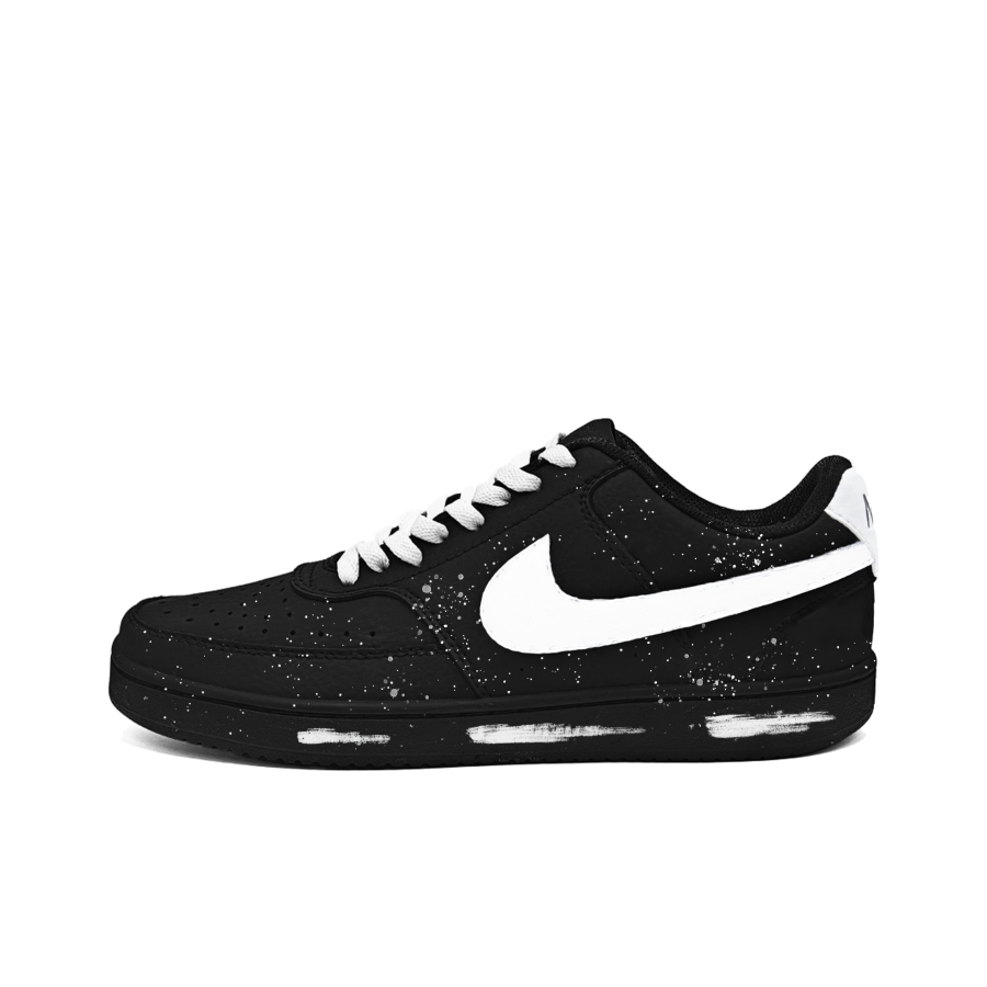 Nike Nike Court Vision Low White Ink Tone Synthetic Leather Abrasion Resistant Low top Skateboard Shoes Unisex Black White