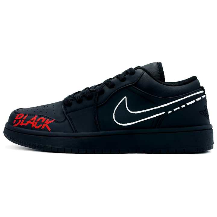 Jordan Jordan Air Jordan 1 Black Zero Realm Leather Cushioning Slip Resistant Abrasion Resistant Breathable Low top