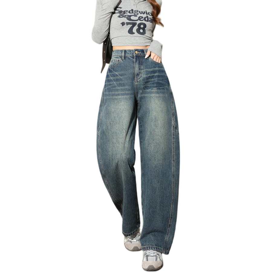 Tonlion Jeans Women's Vintage Blue Moderate Wide Leg Pants