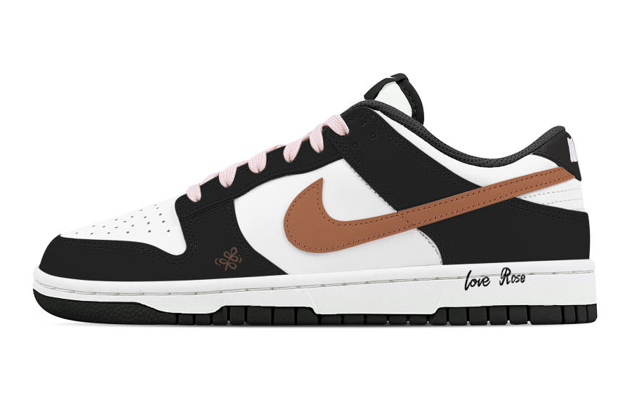 Nike Nike Dunk Pink Mocha Leather Abrasion Resistant Low top Skateboard Shoes Unisex Black
