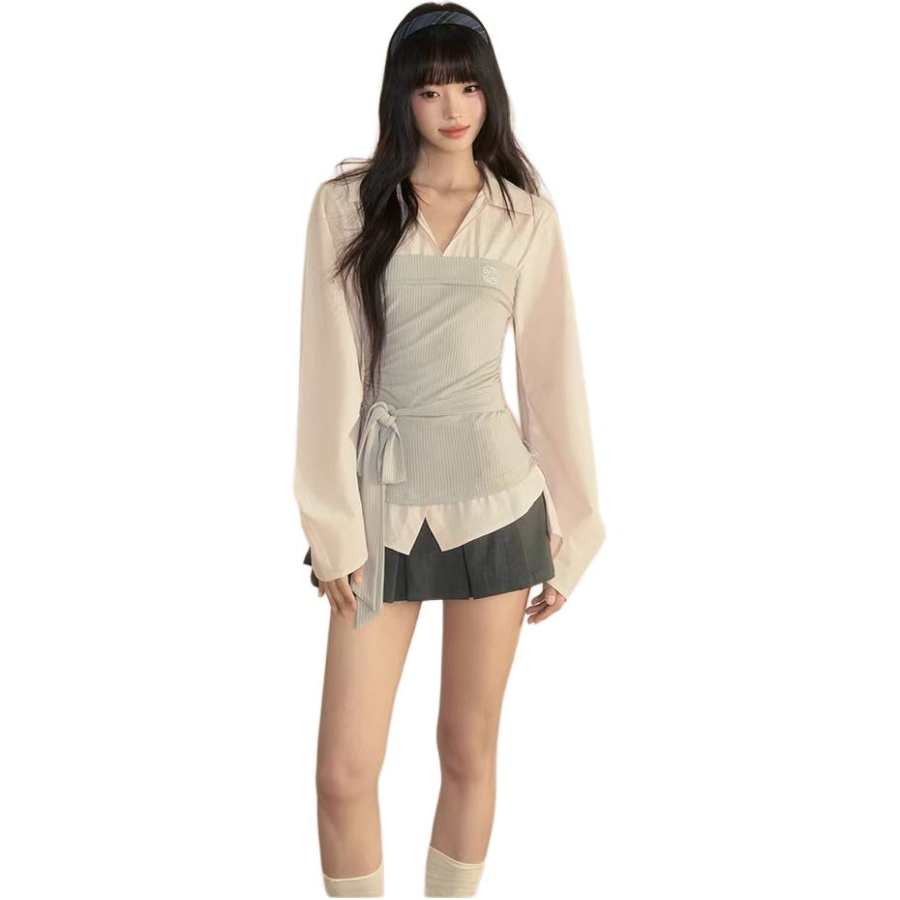 VENICEW Two Piece Skirt Sets Women's V Neck Thin Extra Short
