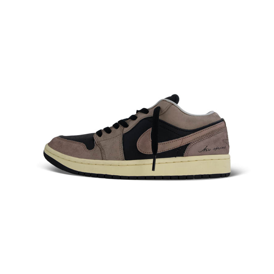 Jordan Jordan Air Jordan 1 Ink Trace Brown Leather Slip Resistant Low top Basketball Shoes Men's