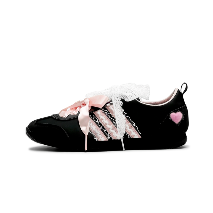 Adidas Adidas VS JOG 2.0 Synthetic Leather, Textile Lightweight Breathable Low top Casual Shoes Women's Black Pink