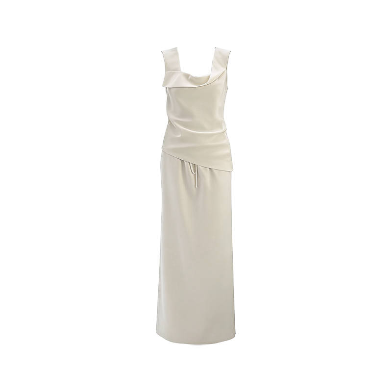 Aghr Aghr Two Piece Skirt Sets Women's Square Collar Thin Long