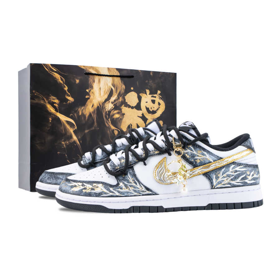 Nike Nike Dunk Cloud Willow Witch Hazel Abrasion Resistant Slip Resistant Low top Skateboard Shoes Unisex Black Gold