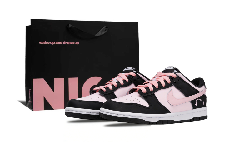 Nike Nike Dunk Synthetic Leather Low top Skateboard Shoes Black Pink