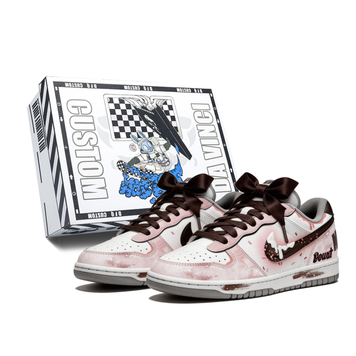 Nike Custom Shoes Nike Big Low Lux Check Mark Or Circle, Box Low top Skateboard Shoes Men's Pink