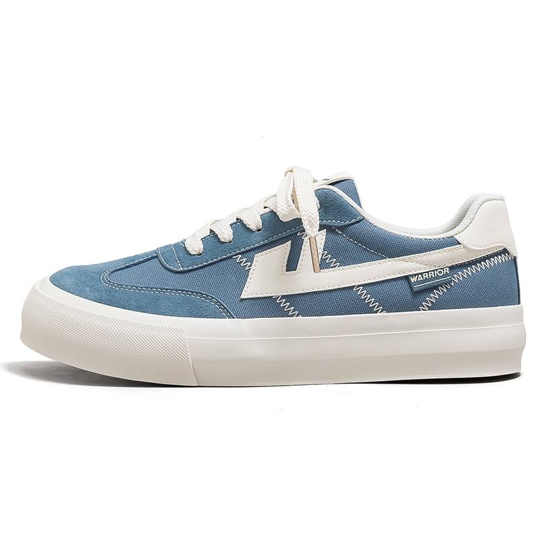 Warrior Height Increasing Abrasion Resistant Lightweight Low top Canvas Shoes Men's Blue Beige