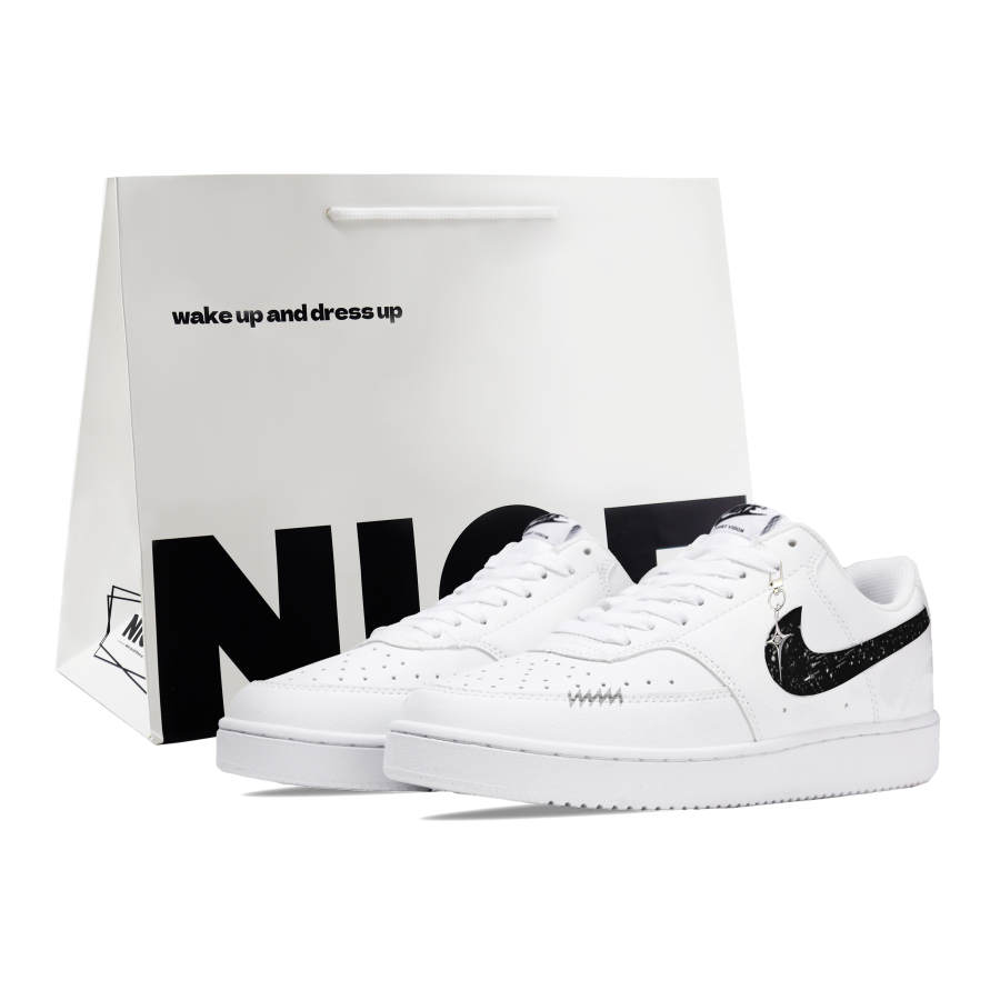 Nike Nike Court Vision 1 LOW Next Nature Leather Low top Skateboard Shoes Men's Black White