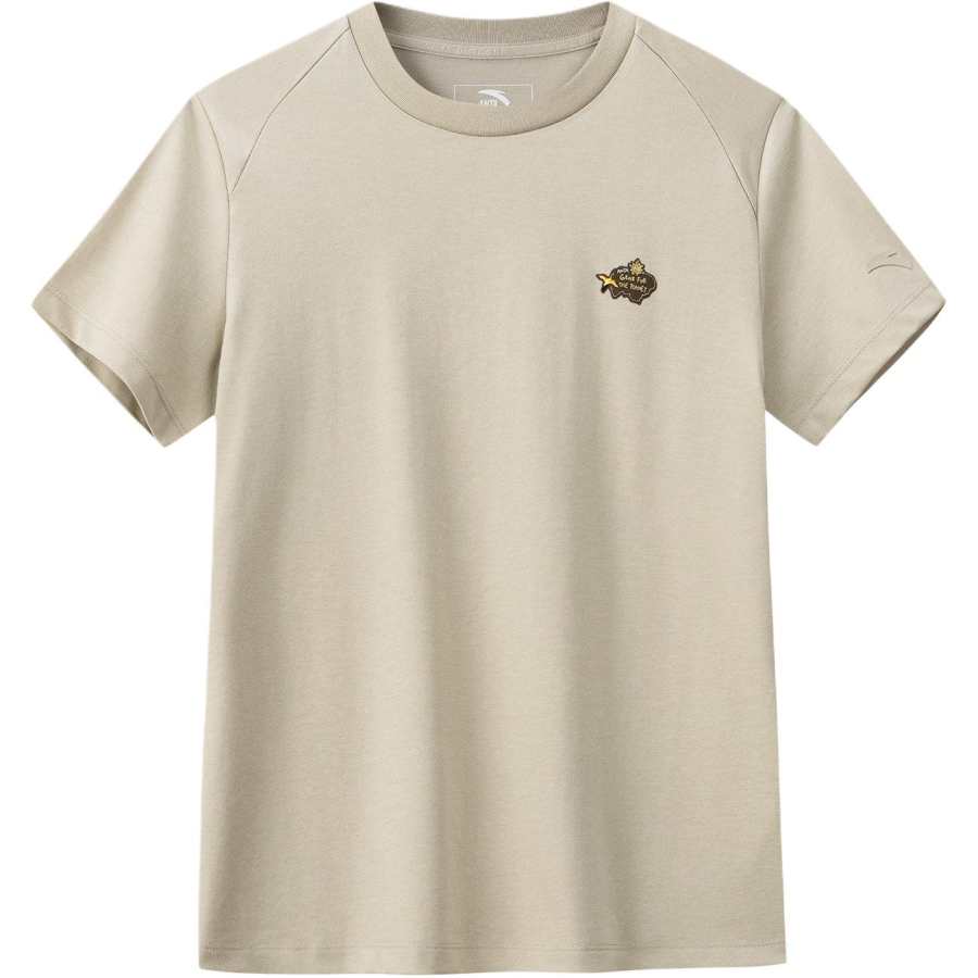 ANTA T Shirts Women's Sand Dune Gray Crew Neck Moderate Straight Fit