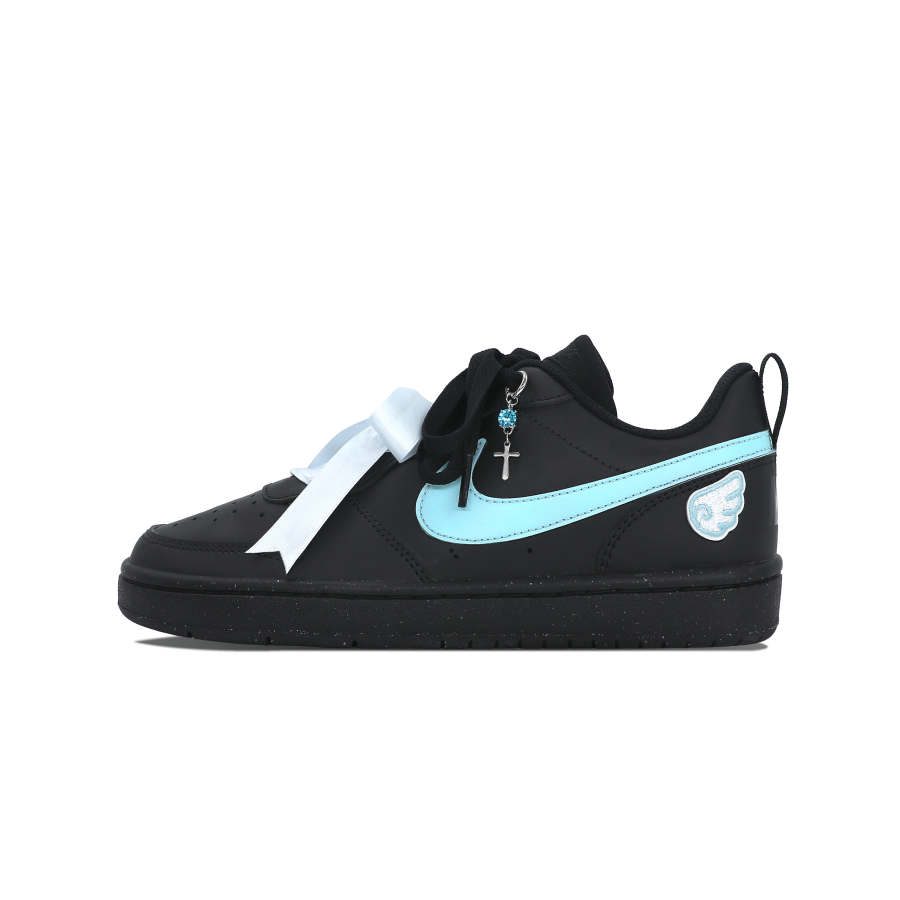 Nike Nike Court Borough Abrasion Resistant Height Increasing Low top Kids' Skateboarding Shoes Black Blue Teenagers