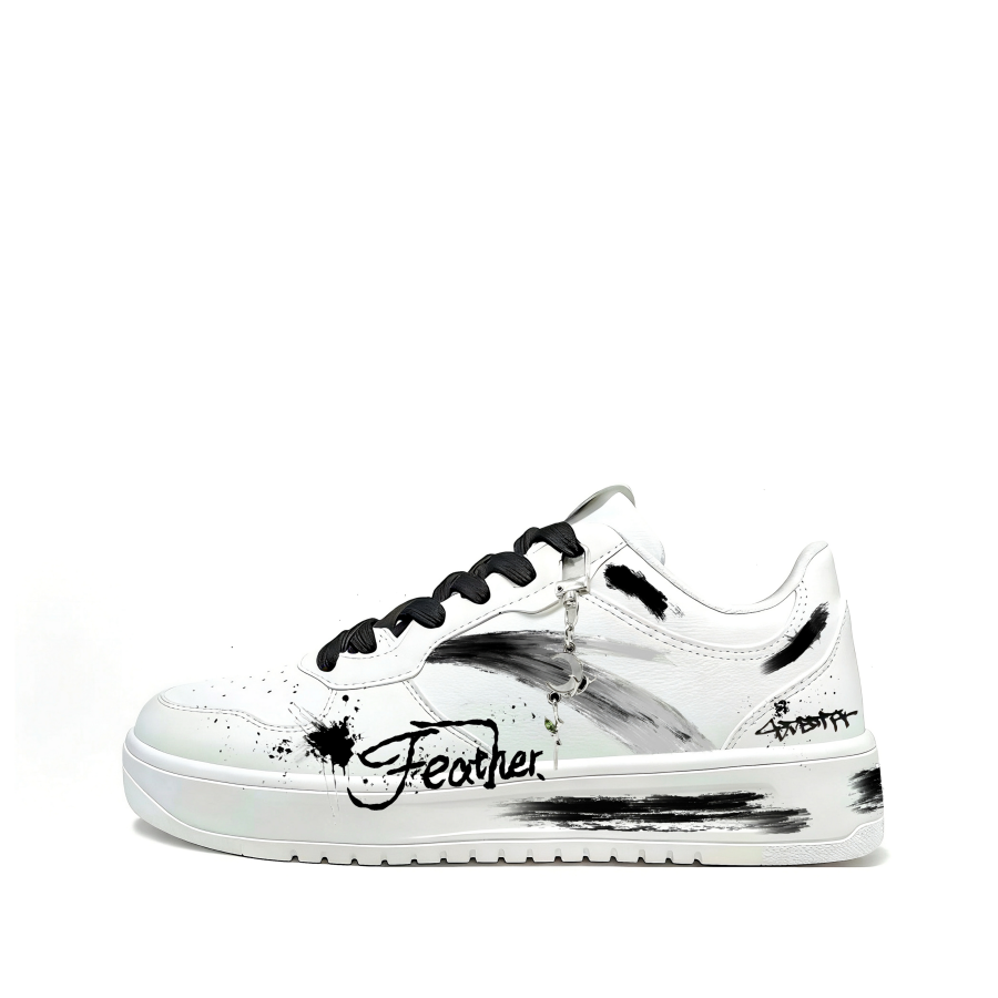 Anta Easy Horse Year CNY Black Feather White Blade Synthetic Leather Low top Skateboard Shoes Unisex White/Black