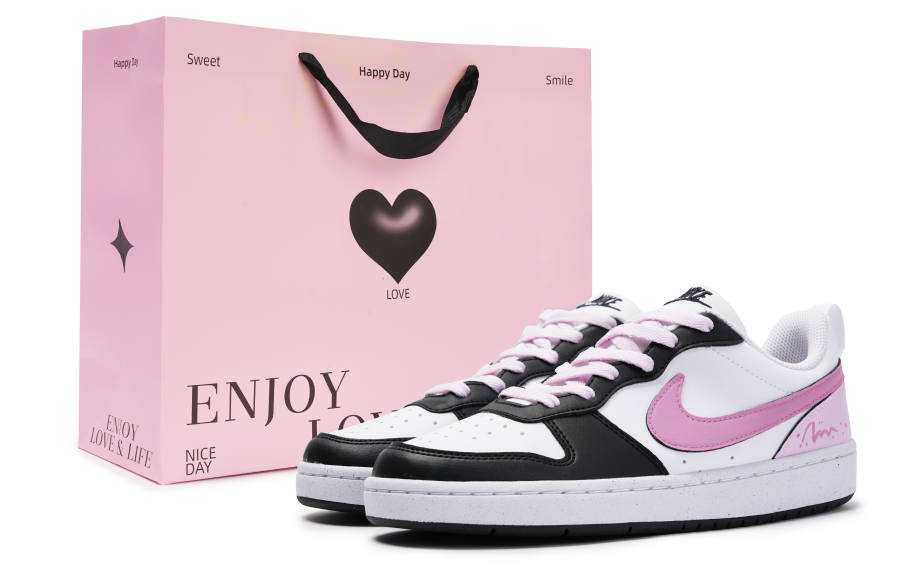 Nike Nike Court Borough Pink Angel Synthetic Leather Slip Resistant Cushioning Low top Kids' Skateboarding Shoes Pink
