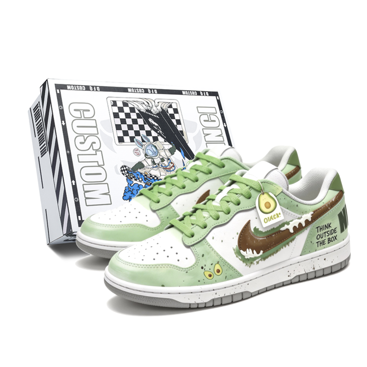 Nike Custom Shoes Nike Big Low Lux Butter Cheese, Box Low top Skateboard Shoes Men's Green