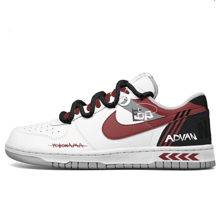 Nike Nike Big Height Increasing Abrasion Resistant Slip Resistant Low top Skateboard Shoes Men's Black White Red
