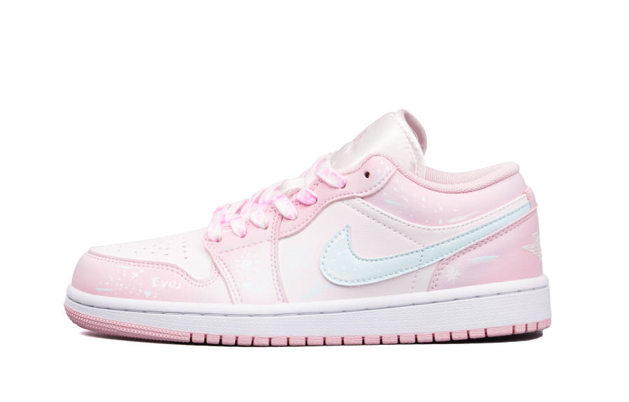 Jordan Jordan Air Jordan 1 Blue Pink Gradient Leather Slip Resistant Cushioning Abrasion Resistant Low top