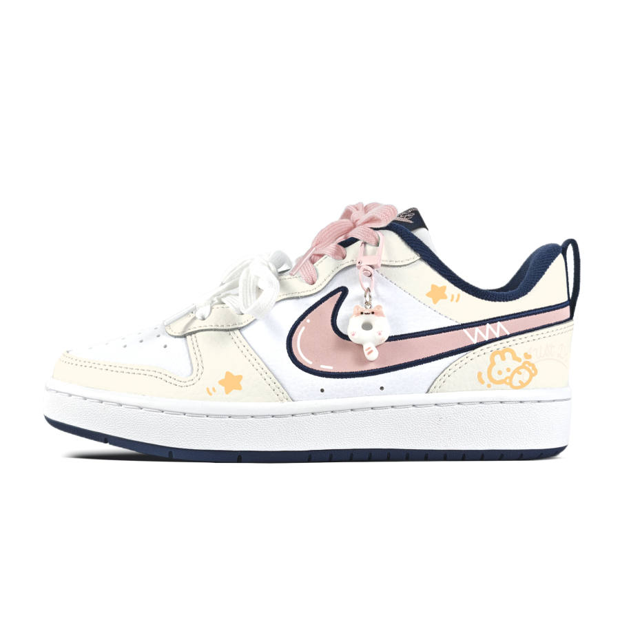 Nike Nike Court Borough 2 Graffiti Rabbit Yellow Abrasion Resistant, Breathable, Slip Resistant Skateboard Shoes Teenagers