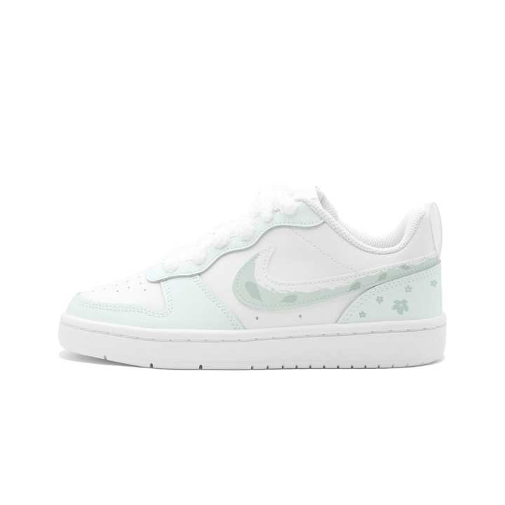 Nike Nike Court Borough 2 Cyan Mist Cherry Trace, Moon Dawn Leather Cushioning Abrasion Resistant Slip Resistant Low top