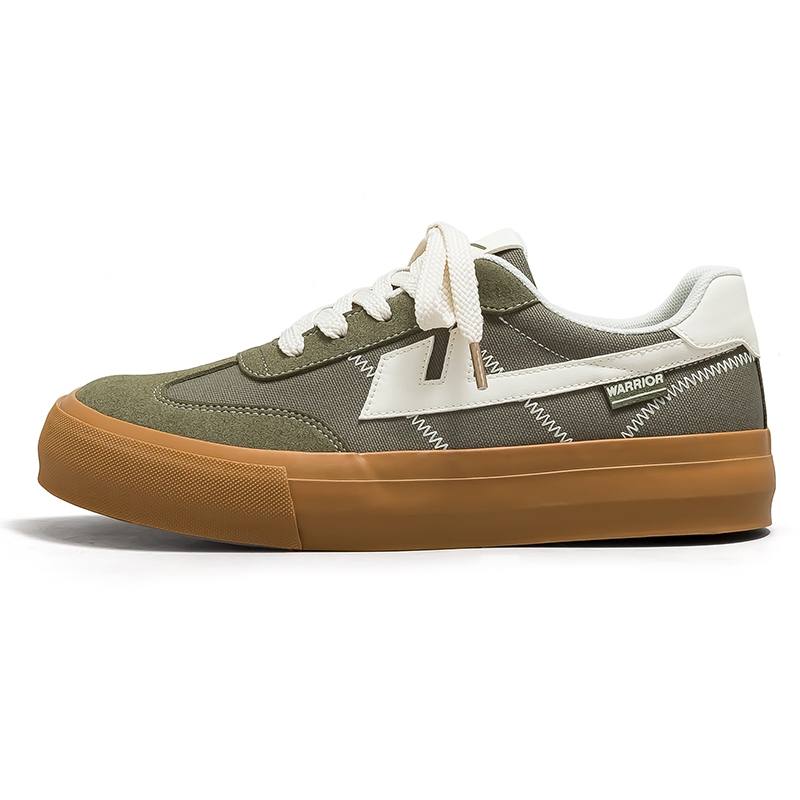 Warrior Height Increasing Abrasion Resistant Lightweight Low top Canvas Shoes Men's Army Green Beige