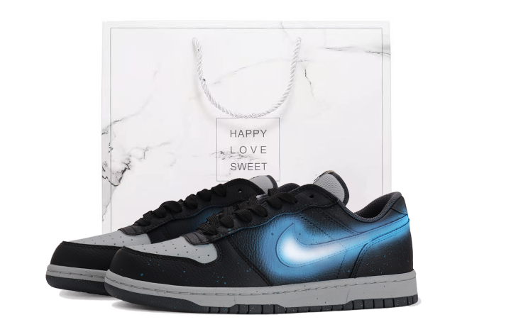 Nike Nike Dunk Cushioning Coverage Abrasion Resistant Low top Skateboard Shoes Unisex Gray Blue
