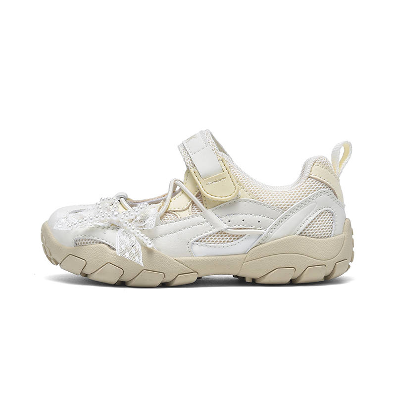 PEAK Synthetic Leather Lightweight Cushioning Slip Resistant Low top Sandal Ecru/Khaki Kids'