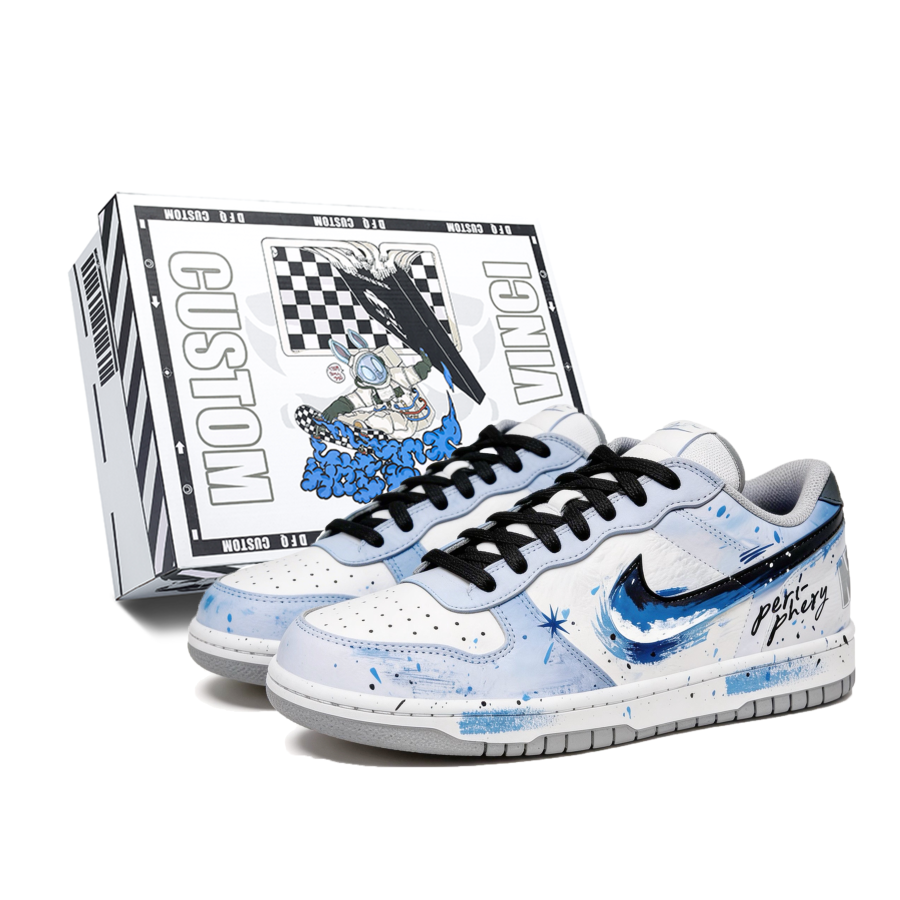 Nike Custom Shoes Nike Big Low Lux Blue Wave Star Trace, Box Low top Skateboard Shoes Men's Blue