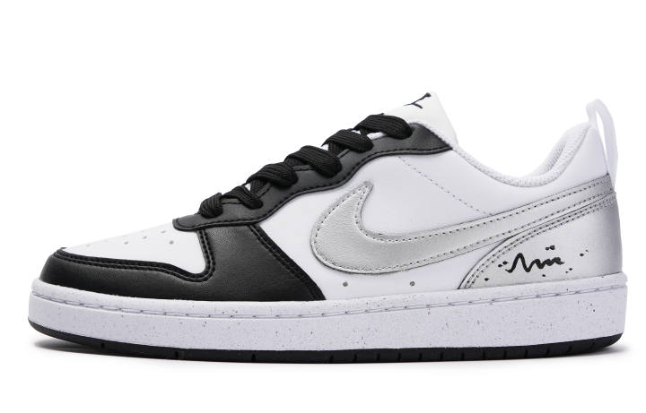 Nike Nike Court Borough Cushioning Low top Kids' Skateboarding Shoes Black Silver Teenagers