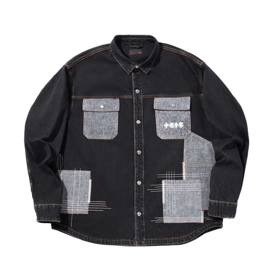 Li-Ning Li Ning Denim Jackets Men's Black Denim Lapel Moderate