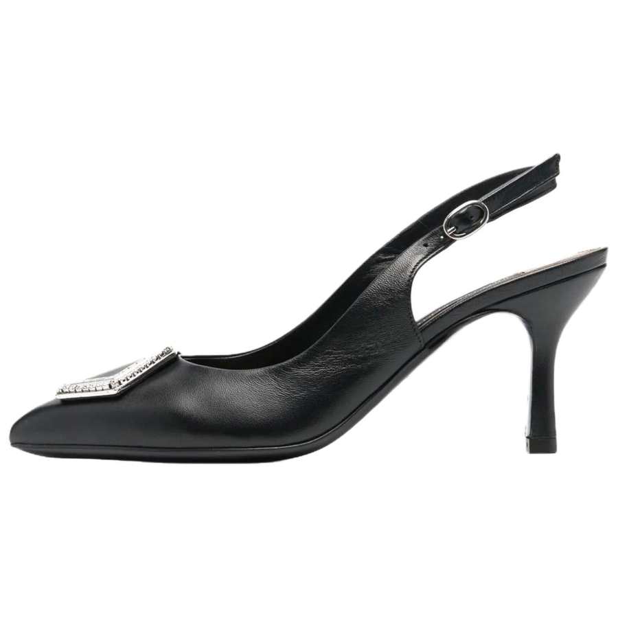 PHILIPP PLEIN Cow Leather Slim Heel High Heels Women's Black