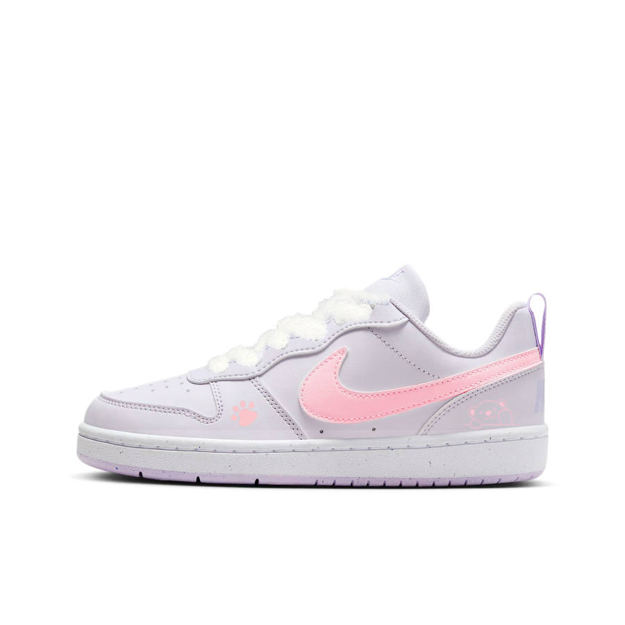 Nike Nike Court Borough Pink Mist Bear Leather Low top Kids' Skateboarding Shoes Pink Purple Teenagers
