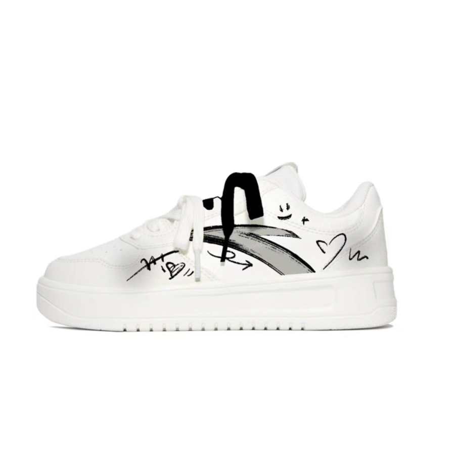 Anta Easy Street Dazzle Black Synthetic Leather Low top Skateboard Shoes Unisex White