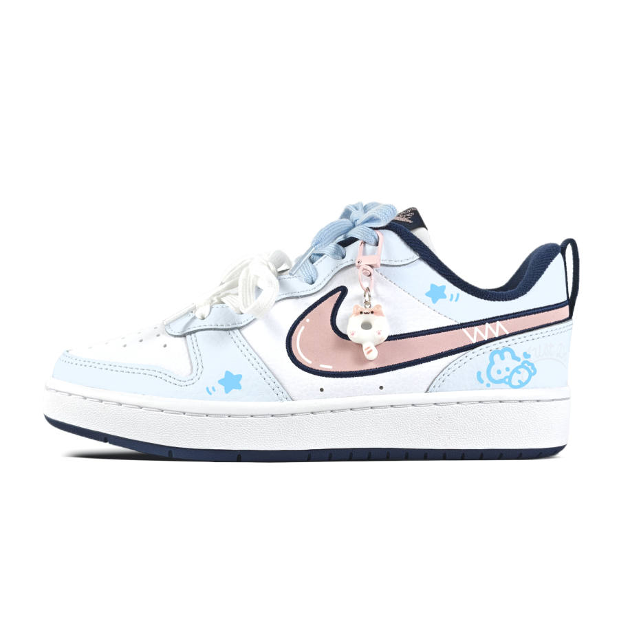 Nike Nike Court Borough 2 Graffiti Rabbit Blue Abrasion Resistant, Breathable, Slip Resistant Skateboard Shoes Teenagers