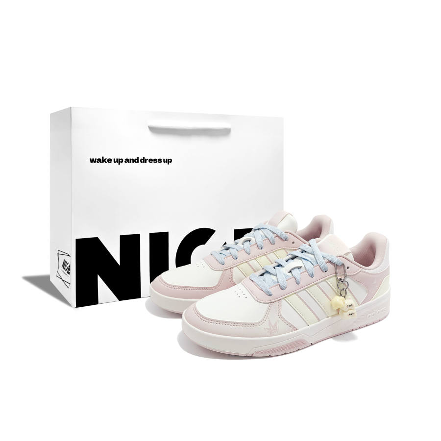 Adidas Adidas COURTBEAT Cream Puff Puppy R Synthetic Leather, Textile Cushioning Abrasion Resistant Slip Resistant Low top