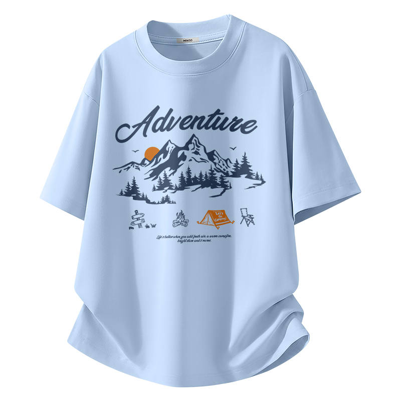 MINISO T Shirts Unisex Crew Neck Moderate Straight Fit