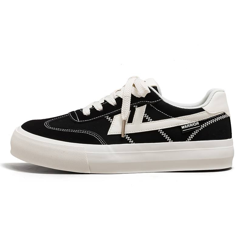 Warrior Height Increasing Abrasion Resistant Lightweight Low top Canvas Shoes Men's Black Beige