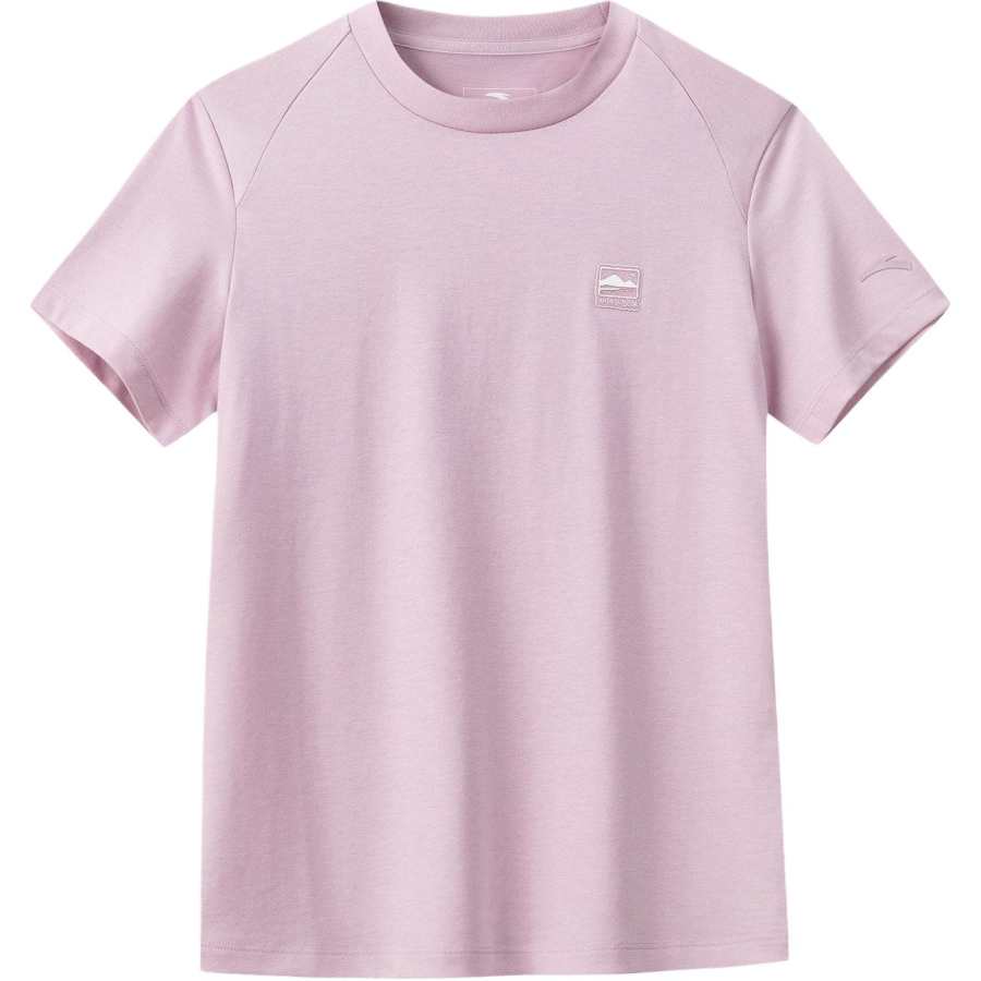 ANTA T Shirts Women's Lotus Gauze Pink Crew Neck Moderate Straight Fit