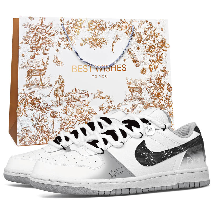 Nike Nike Dunk Height Increasing Abrasion Resistant Slip Resistant Low top Skateboard Shoes Men's Black White Gray