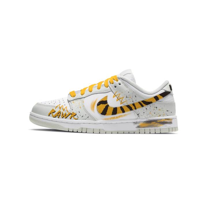 Nike Nike Dunk Shopping Bag, Ink Gold Tiger Trail, Blended Ink Splatter Leather Abrasion Resistant Slip Resistant Low top