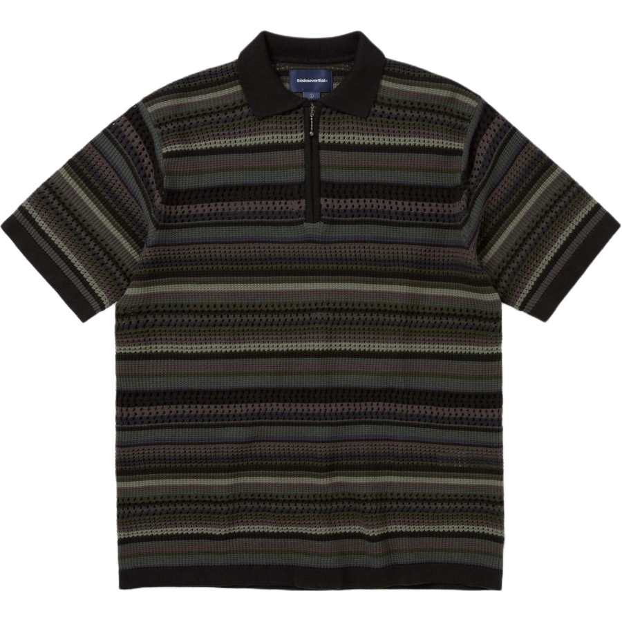 Thisisneverthat SS26 Striped S/S KnIt Polo Black Polo Shirt Unisex